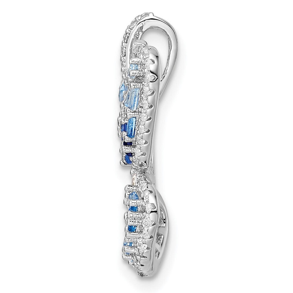 Sterling Silver Polished Blue & White Cubic Zirconia Butterfly Pendant