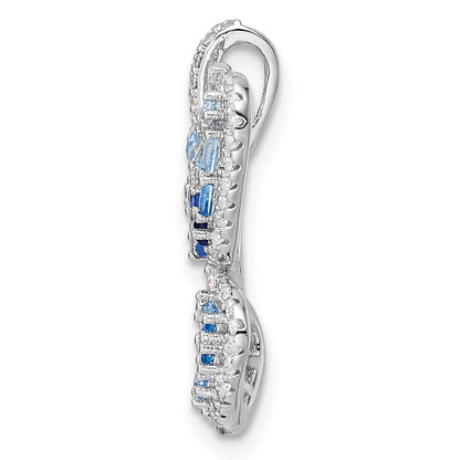 Sterling Silver Polished Blue & White Cubic Zirconia Butterfly Pendant