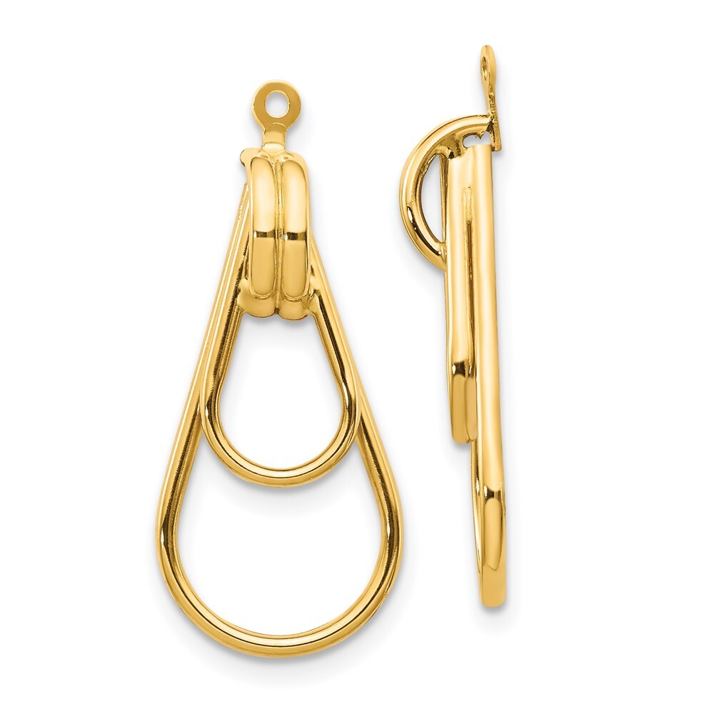 14k Yellow Gold Polished Double Teardrop Earring Jackets Gift for Women