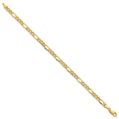 14k Yellow Gold 7 inch 4.2mm Semi-Solid Figaro Bracelet