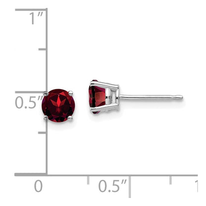 14k White Gold 5mm Garnet Stud Earrings Gift for Women