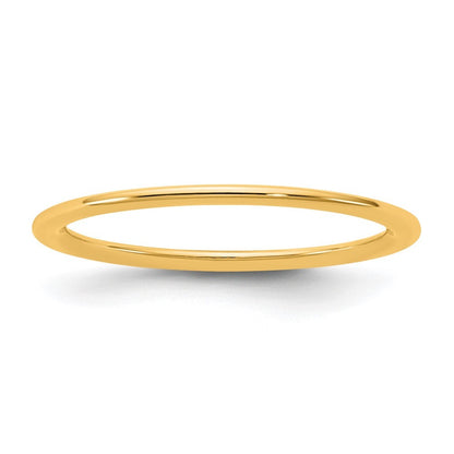 14K Yellow Gold 1mm Standard Comfort Fit Band Ring Size 7