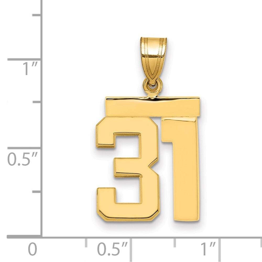 14k Yellow Gold Medium Polished Number 31 Charm Pendant for Women