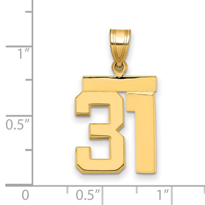 14k Yellow Gold Medium Polished Number 31 Charm Pendant for Women