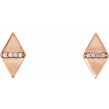 Gift for Mothers 14k Rose Gold .025 CTW Natural Diamond Geometric Stud Earrings