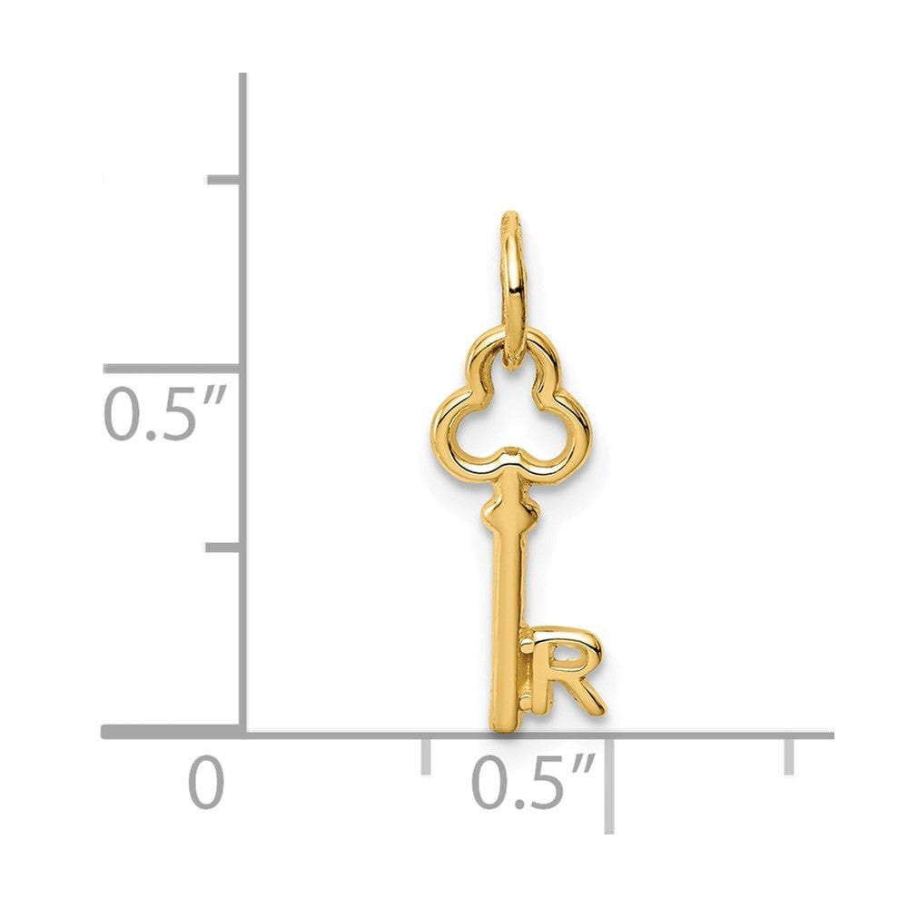 14k Yellow Gold Key Letter R Initial Charm Pendant