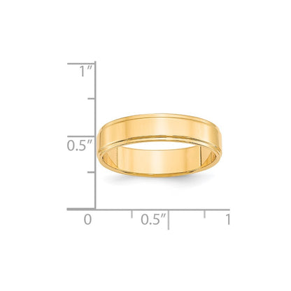 14K Yellow Gold Yellow Gold 5mm Flat with Step Edge Wedding Band Size 7