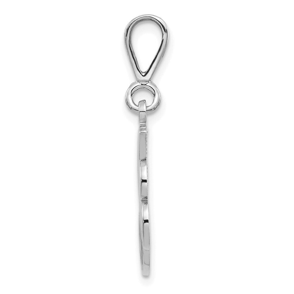 14k White Gold Solid Polished Script Filigree Letter J Initial Pendant for Women