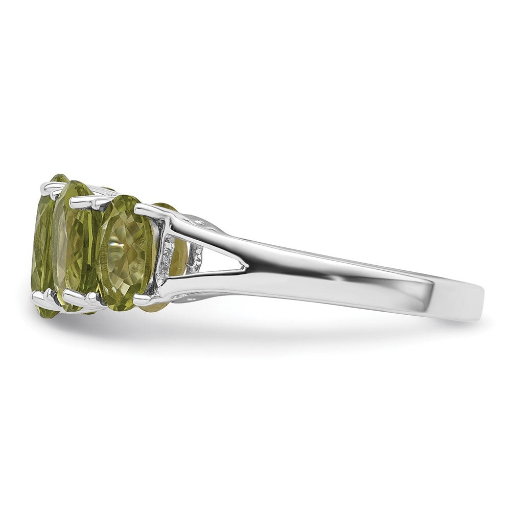Sterling Silver Rhodium Peridot Ring Size 6