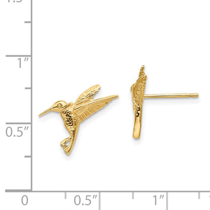 14k Yellow Gold Hummingbird Stud Earrings Gift for Women