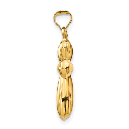 14k Yellow Gold Polished Stamping Cross Pendant