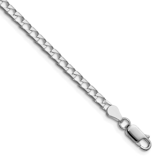 Sterling Silver Rhodium-plated 3.25mm Diamond-Cut Square Curb Chain Necklace