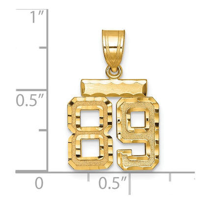 14k Yellow Gold Small Brushed Diamond-cut Number 89 Charm