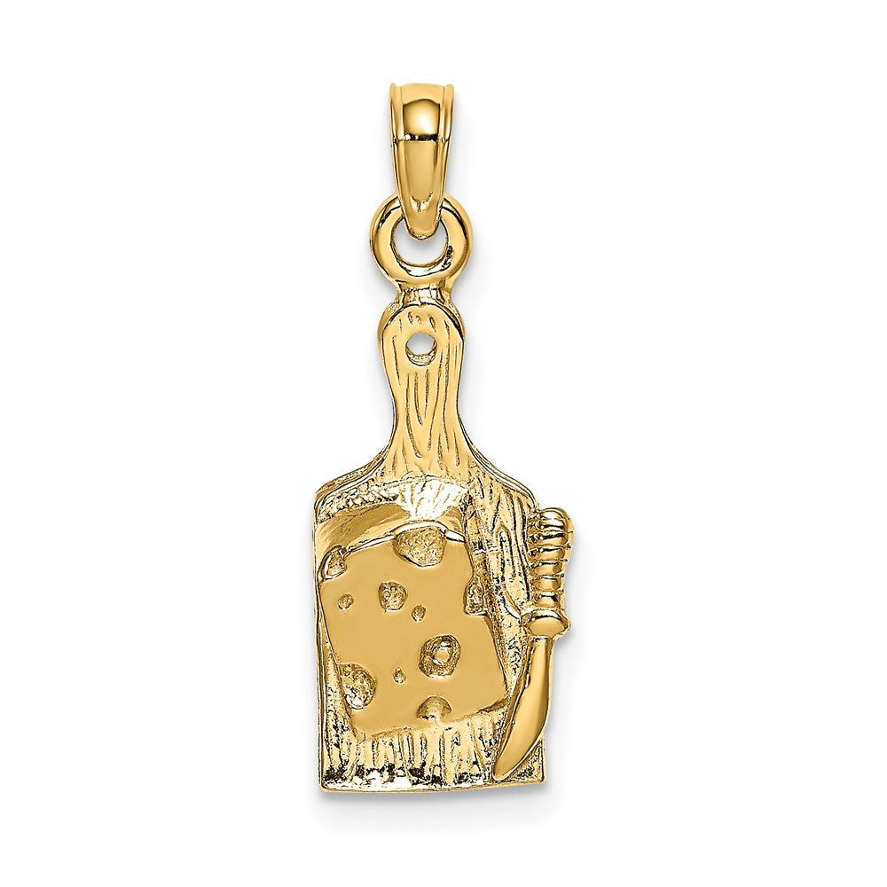 14k Yellow Gold Cheese Board w/ Knife Charm