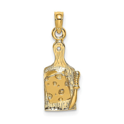 14k Yellow Gold Cheese Board w/ Knife Charm
