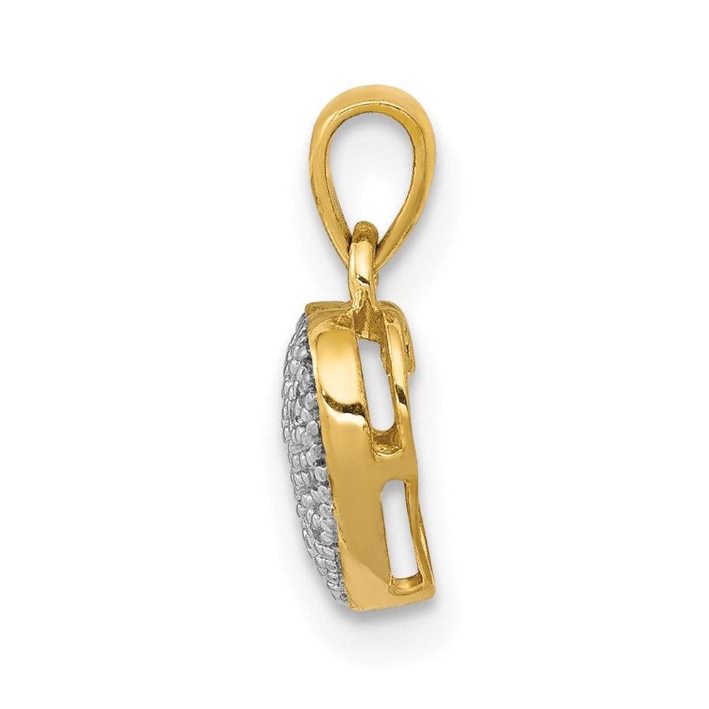 14k Yellow Gold White Rhodium Diamond Heart Pendant