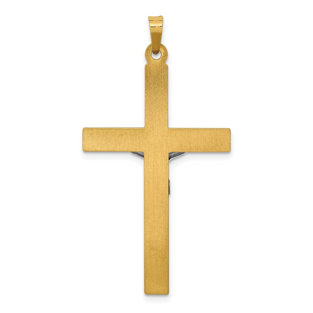 14k Two-tone Gold INRI Hollow Crucifix Pendant for Women