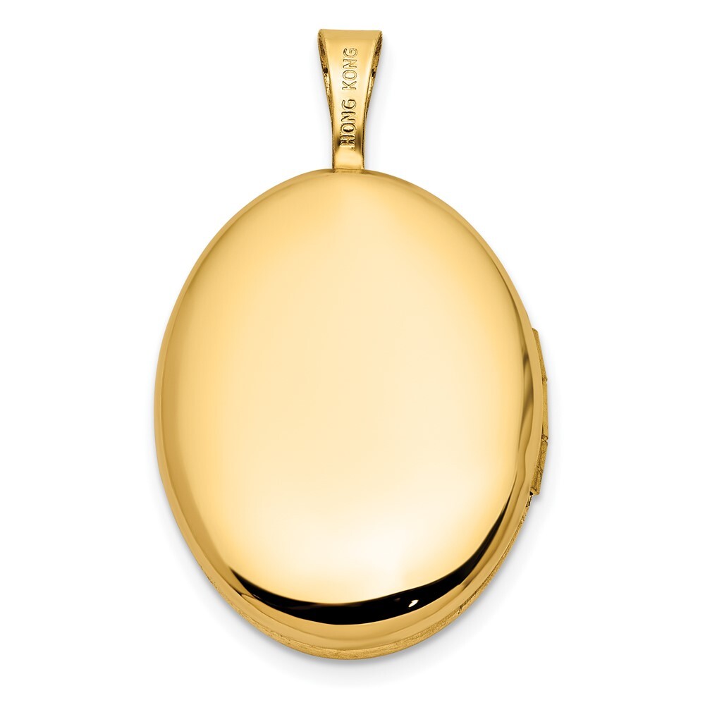 14k Yellow Gold Polished Diamond Star 16mm Oval Locket Pendant for Women