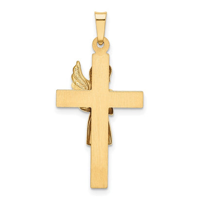 14k Two-tone Gold Angel and Cross Pendant for Women