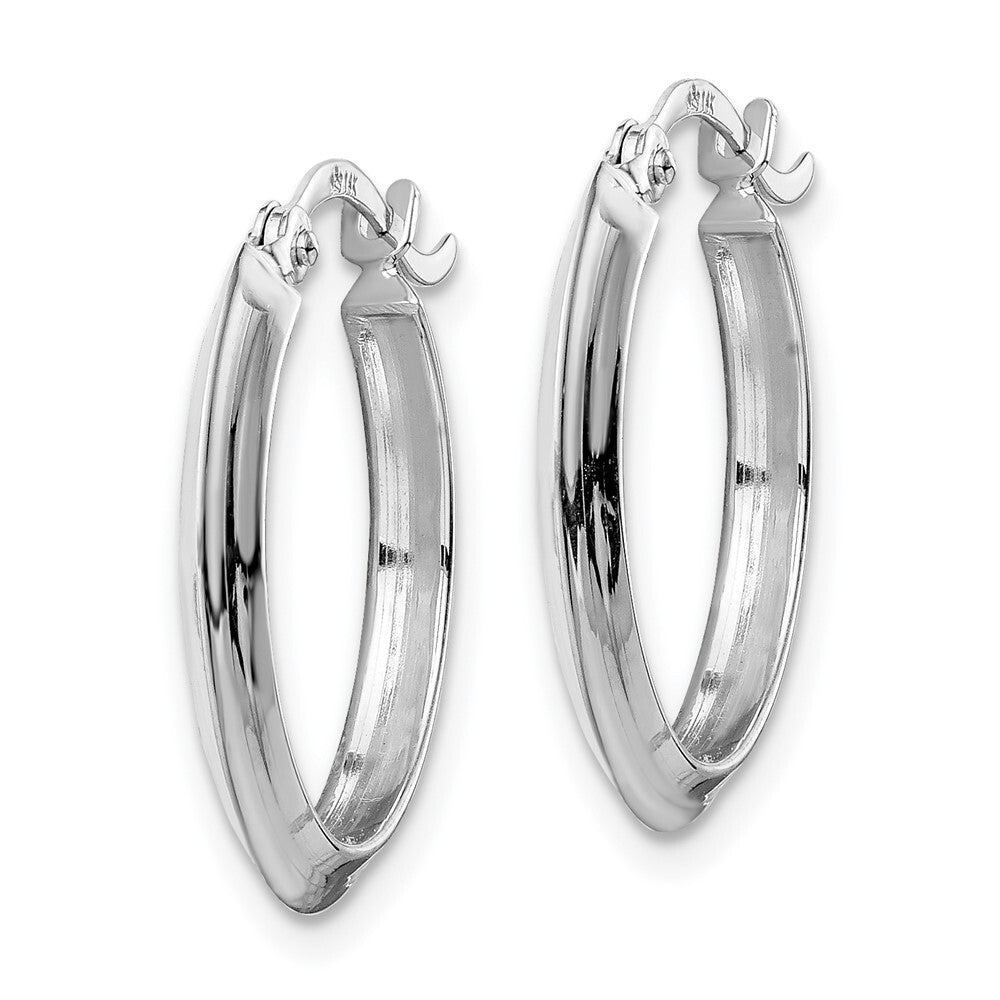 14K White Gold Polished Hoop Earrings Gift for Women