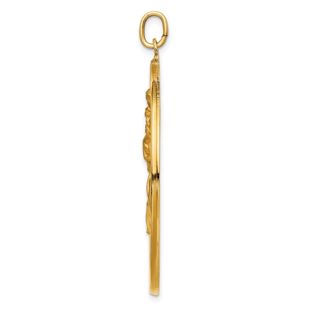 14k Yellow Gold Solid Polished Satin Extra Large Cut-out St. Christopher Medal