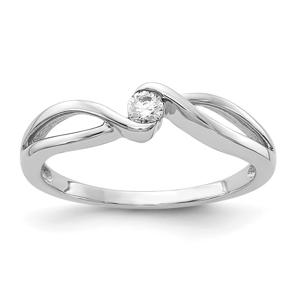 14kt White Gold Polished Diamond Ring Size 7