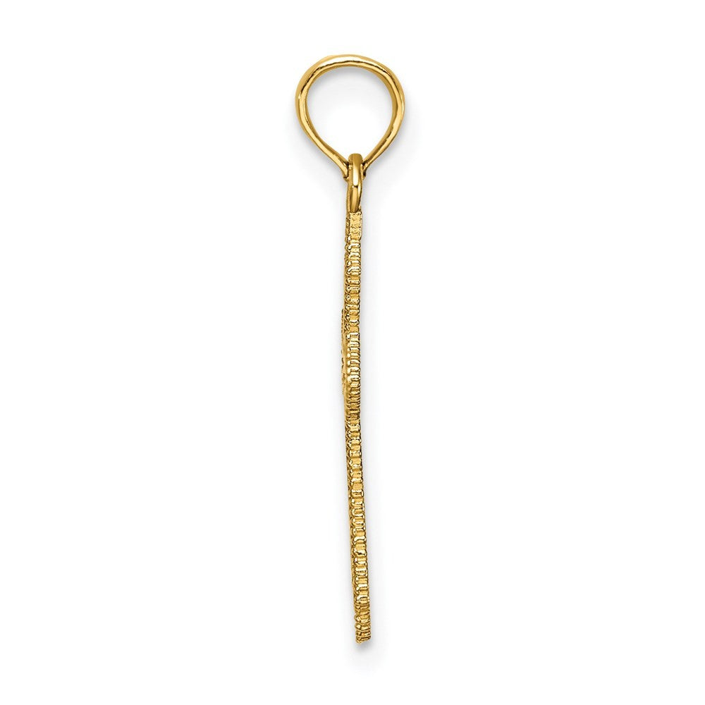 14k Yellow Gold Diamond-Cut w/ Beaded Edge Cross Charm
