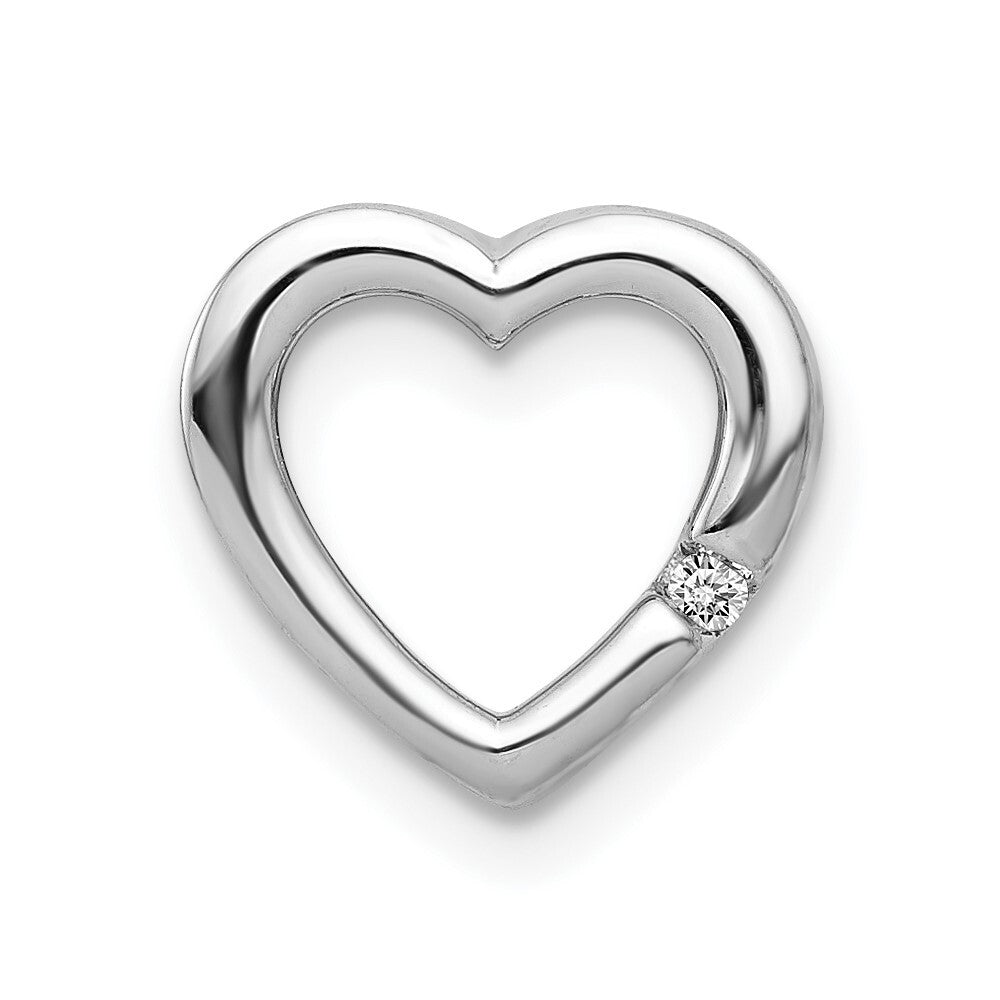 14k White Gold .01ct. Diamond Heart Chain Slide Pendant for Women