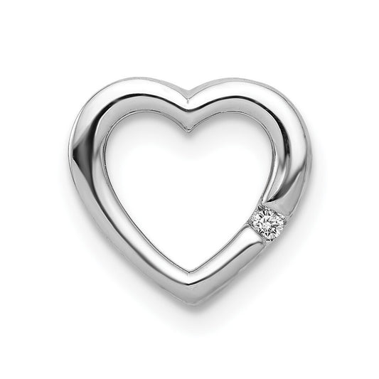 14k White Gold .01ct. Diamond Heart Chain Slide Pendant for Women