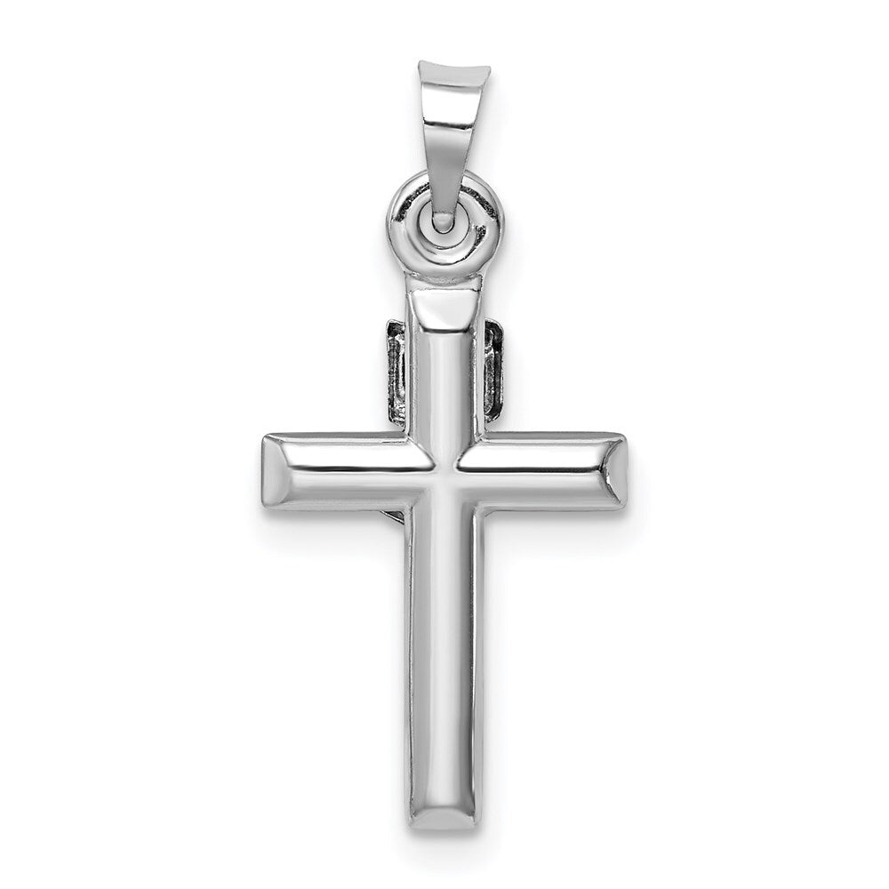 14k White Gold Hollow Crucifix Pendant for Women