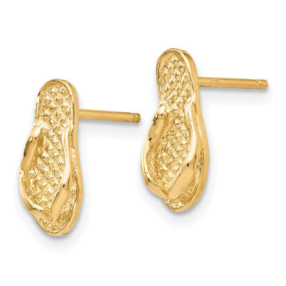 14k Yellow Gold Flip Flop Stud Earrings Gift for Women
