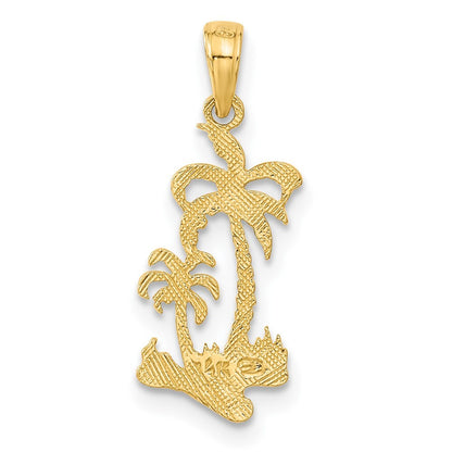 14k Yellow Gold Double Palm Trees Pendant for Women