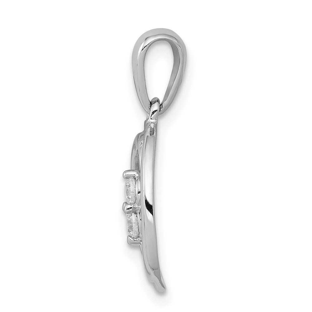 14k White Gold Polished 1/8ct. Diamond Oval Pendant for Women