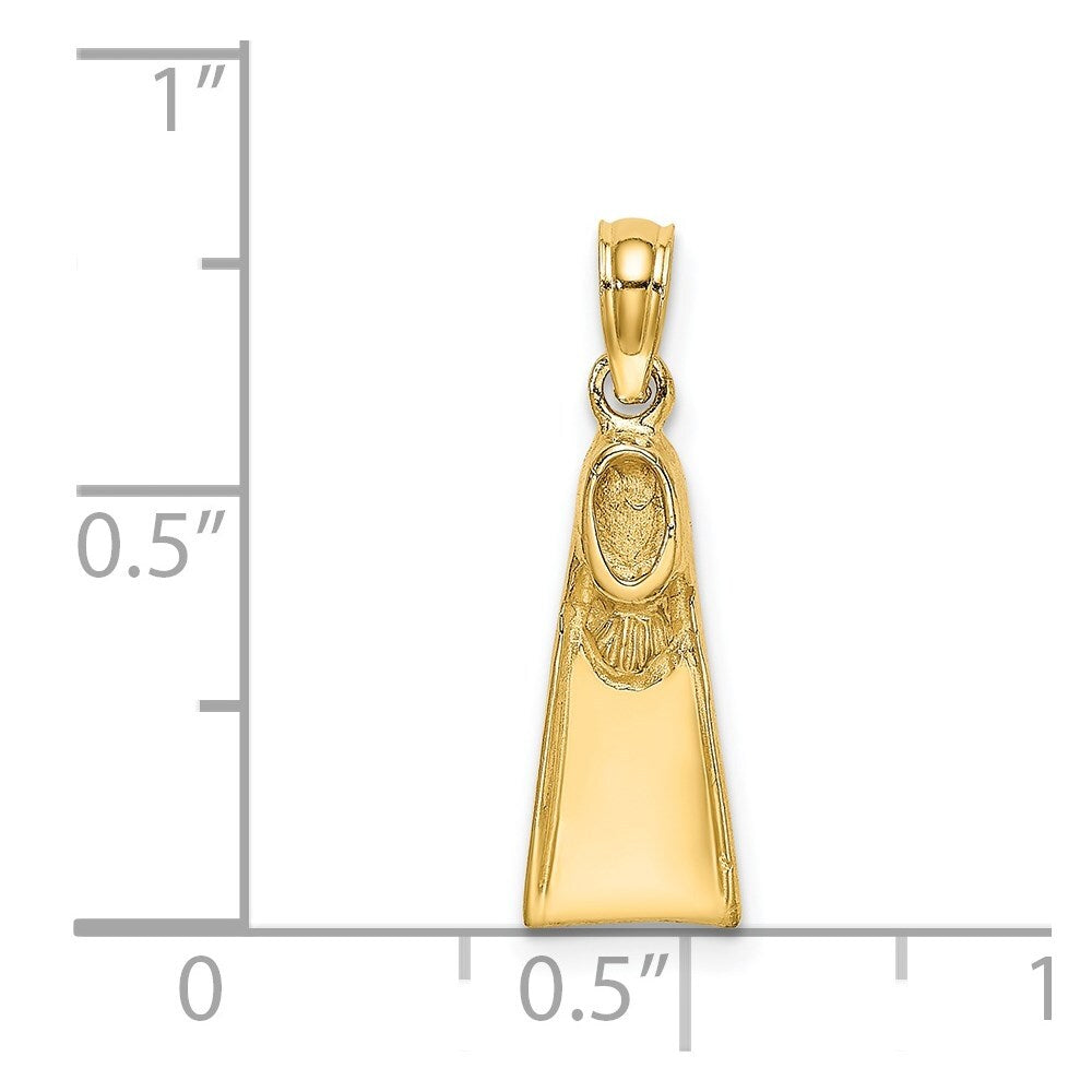 14k Yellow Gold Scuba Flipper Charm Pendant for Women