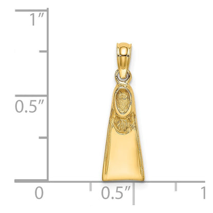 14k Yellow Gold Scuba Flipper Charm Pendant for Women
