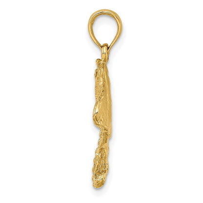 14k Yellow Gold Stingray Charm Pendant for Women