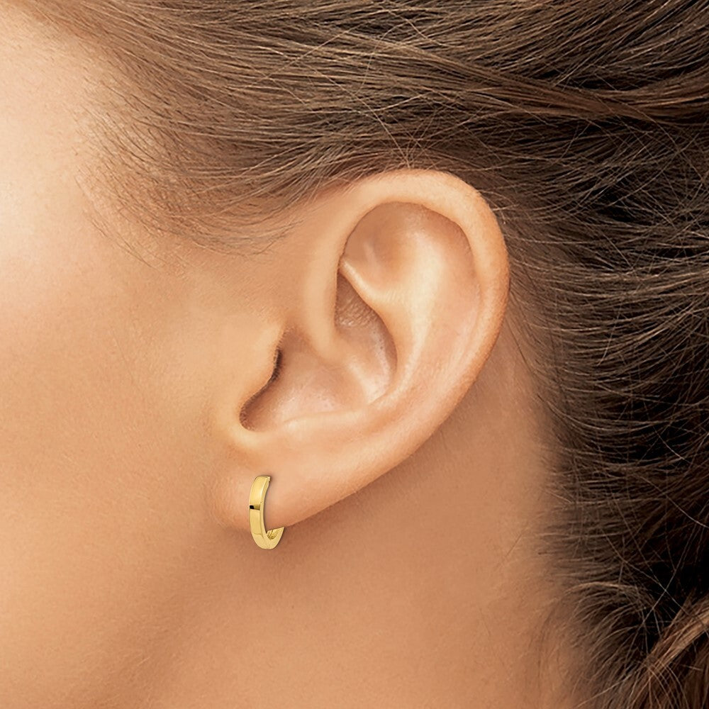 14k Yellow Gold Round Hinged Hoop Earrings Gift for Women