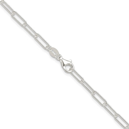 Sterling Silver Rhodium-plated Polished 3.15mm Paperclip Chain Necklace