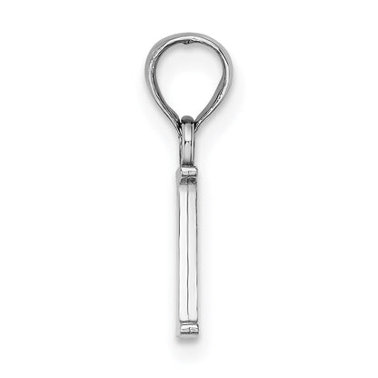 14k White Gold Polished Block Letter I Initial Pendant for Women