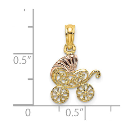 14k Two-Tone Baby Carriage with Visor Charm