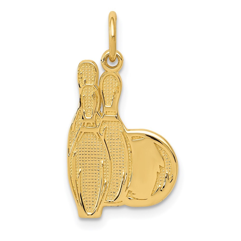 14k Yellow Gold Bowling Pins Charm Pendant for Women