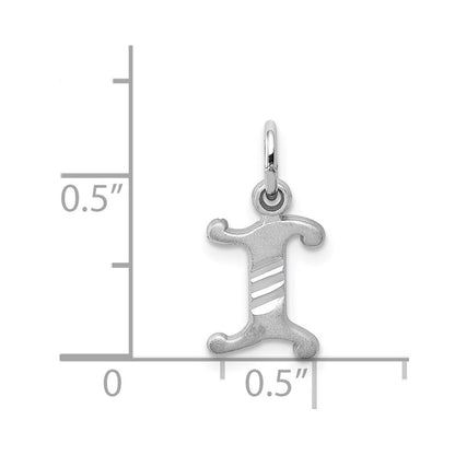 14k White Gold Diamond-cut Letter I Initial Charm Pendant