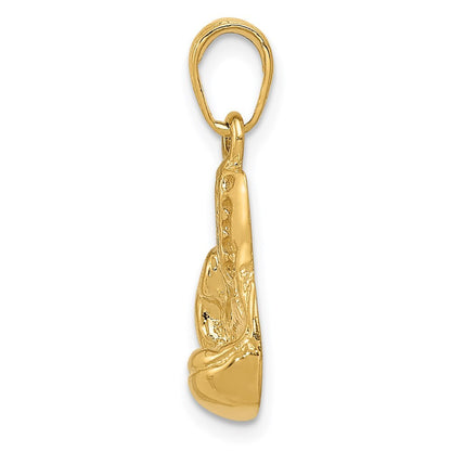 14k Yellow Gold Polished Cut-out Boxing Glove Charm Pendant for Women
