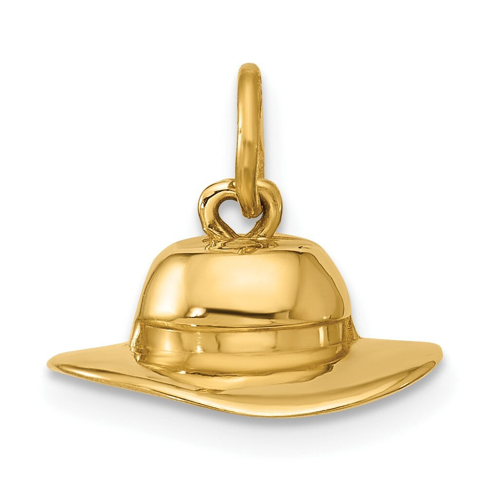 14k Yellow Gold Sun Hat Charm Pendant for Women