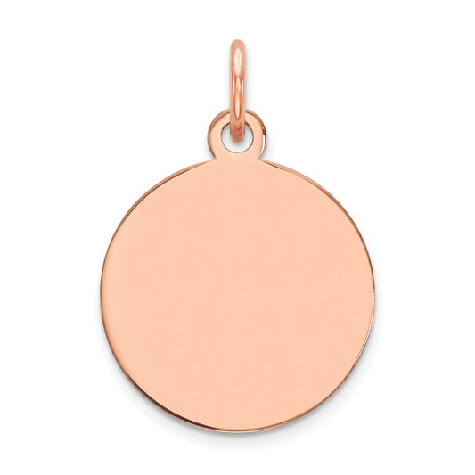 14k Rose Gold Plain .011 Gauge Circular Engravable Disc Charm Pendant