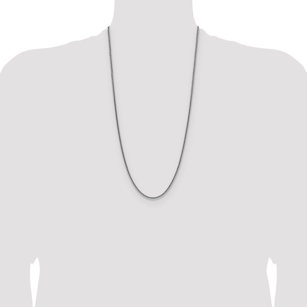 Sterling Silver Rhodium-plated 2.5mm Diamond-cut Square Spiga Chain