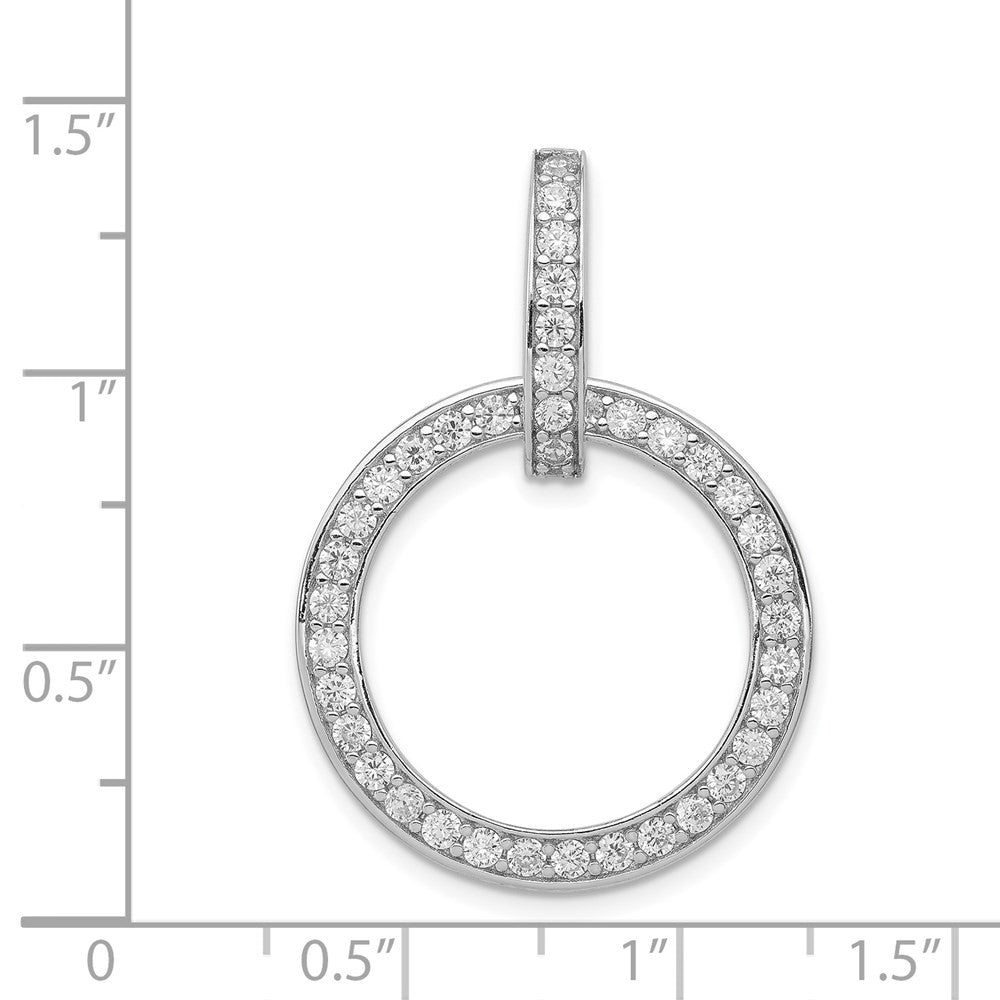 Sterling Silver Rhodium-plated Cubic Zirconia Circle Pendant