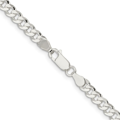 Sterling Silver 4.5mm Concave Beveled Curb Chain Necklace
