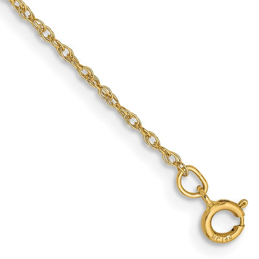14k Yellow Gold 7" .8mm Light Baby Rope Chain Bracelet