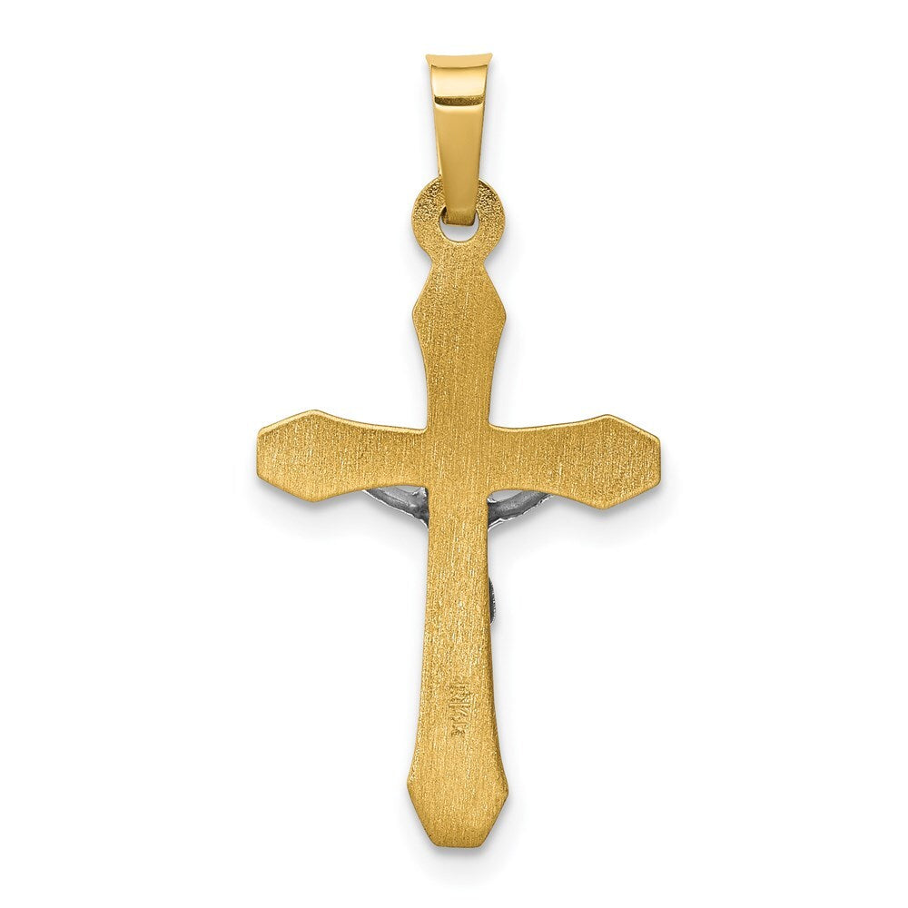 14k Two-tone Gold INRI Hollow Crucifix Pendant for Women